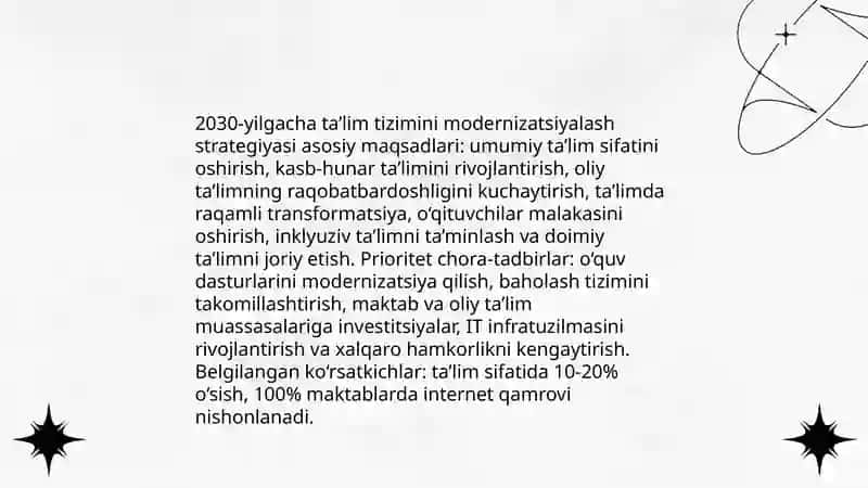 O‘zbekiston ta’lim tizimi: qonunlar va 2030-yilgacha rivojlantirish konsepsiyasi 4