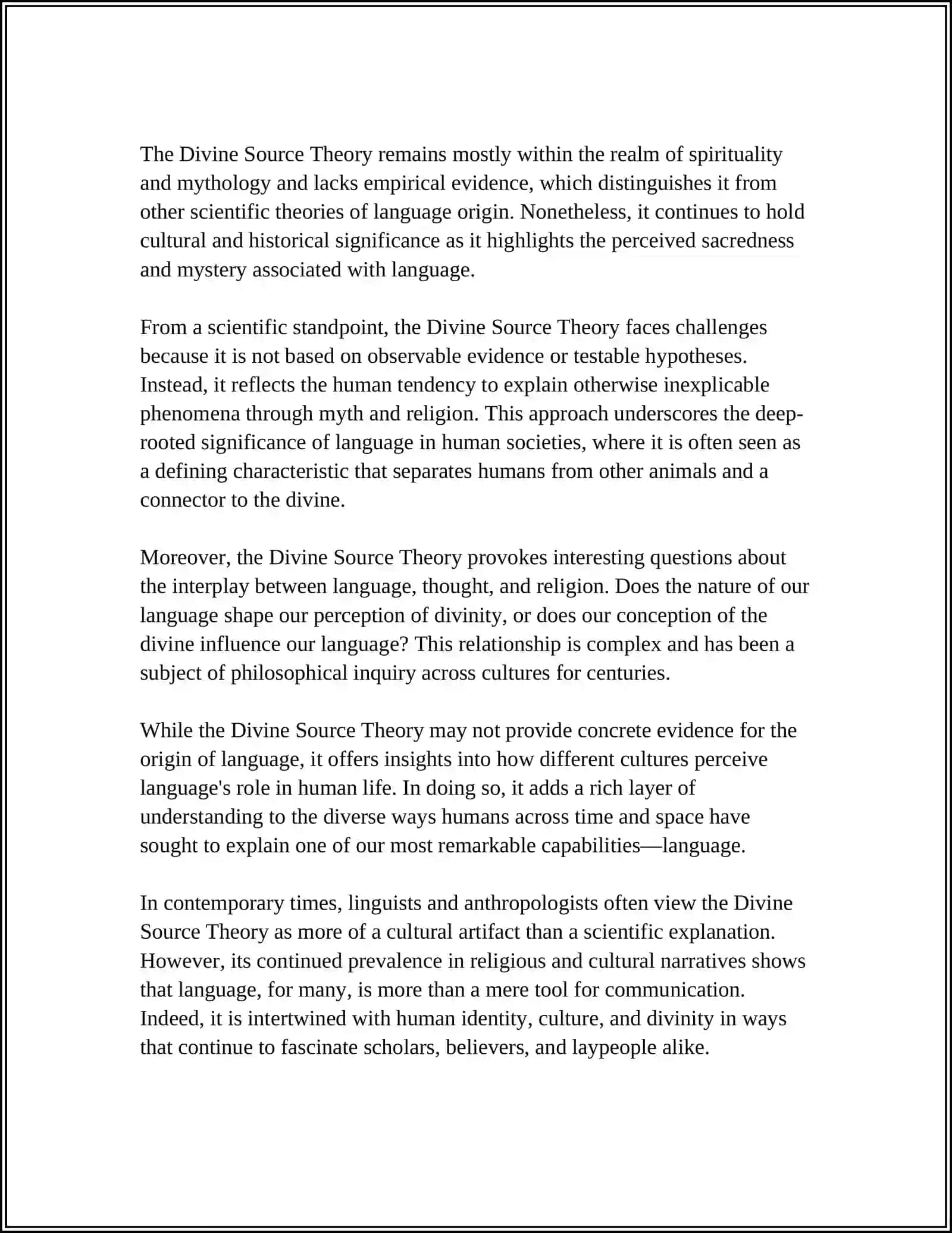 THEORIES OF THE ORIGIN OF LANGUAGE 4