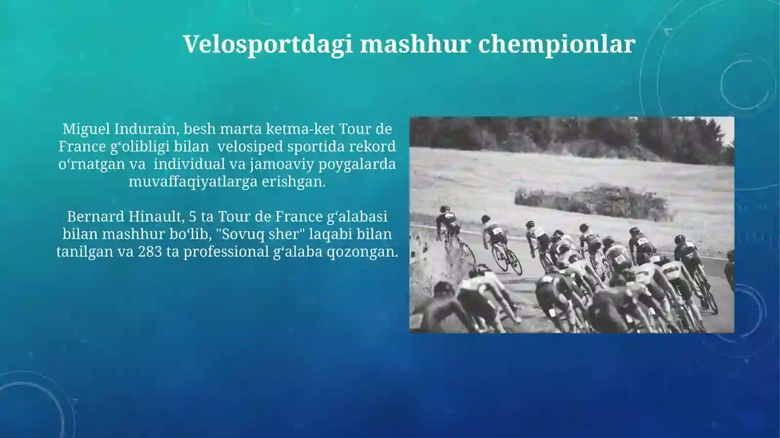 Velosport Tarixi, Rivojlanishi, Chempionlari, Statistikalar 4