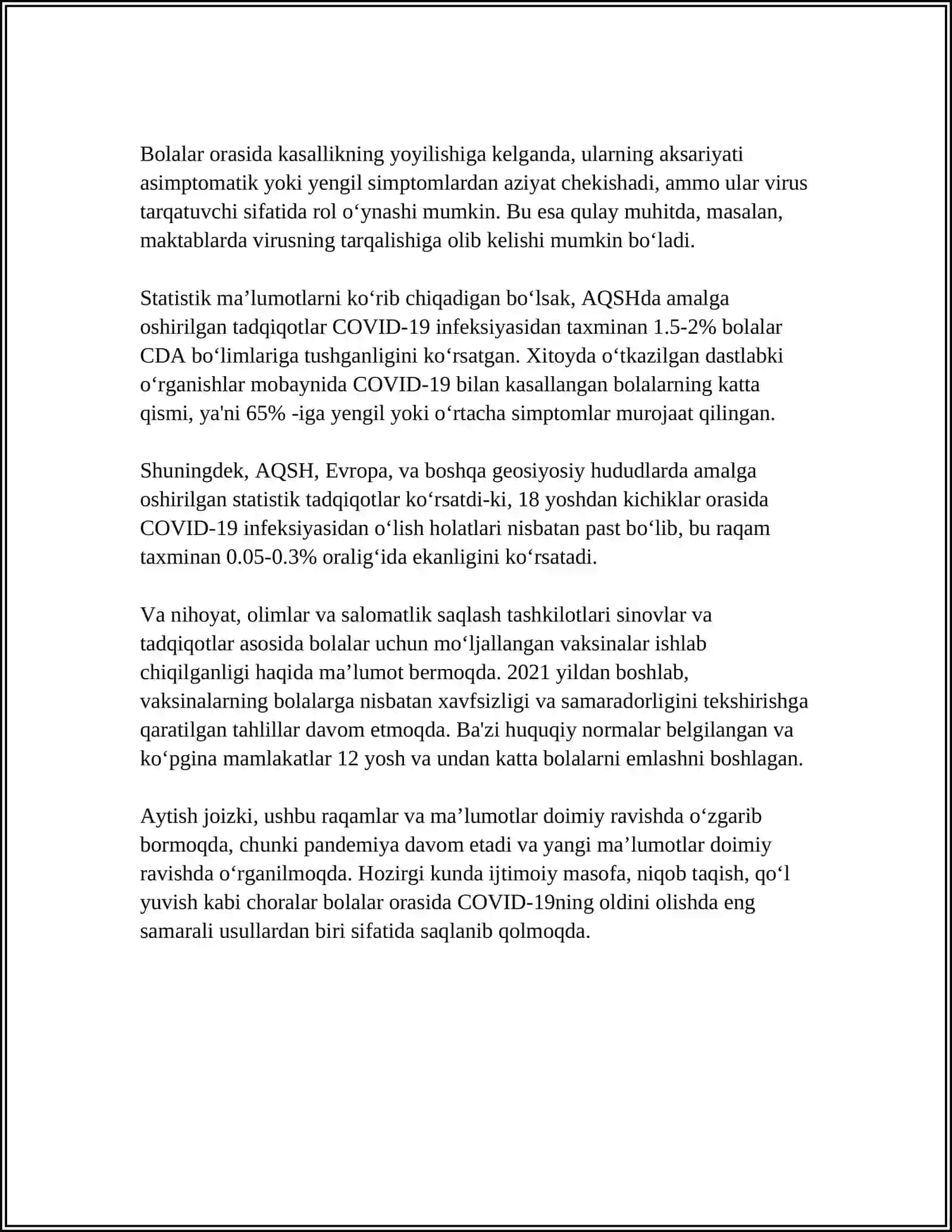 BOLALARDA KORONAVIRUS KASALLIGINING XUSUSIYATLARI 4