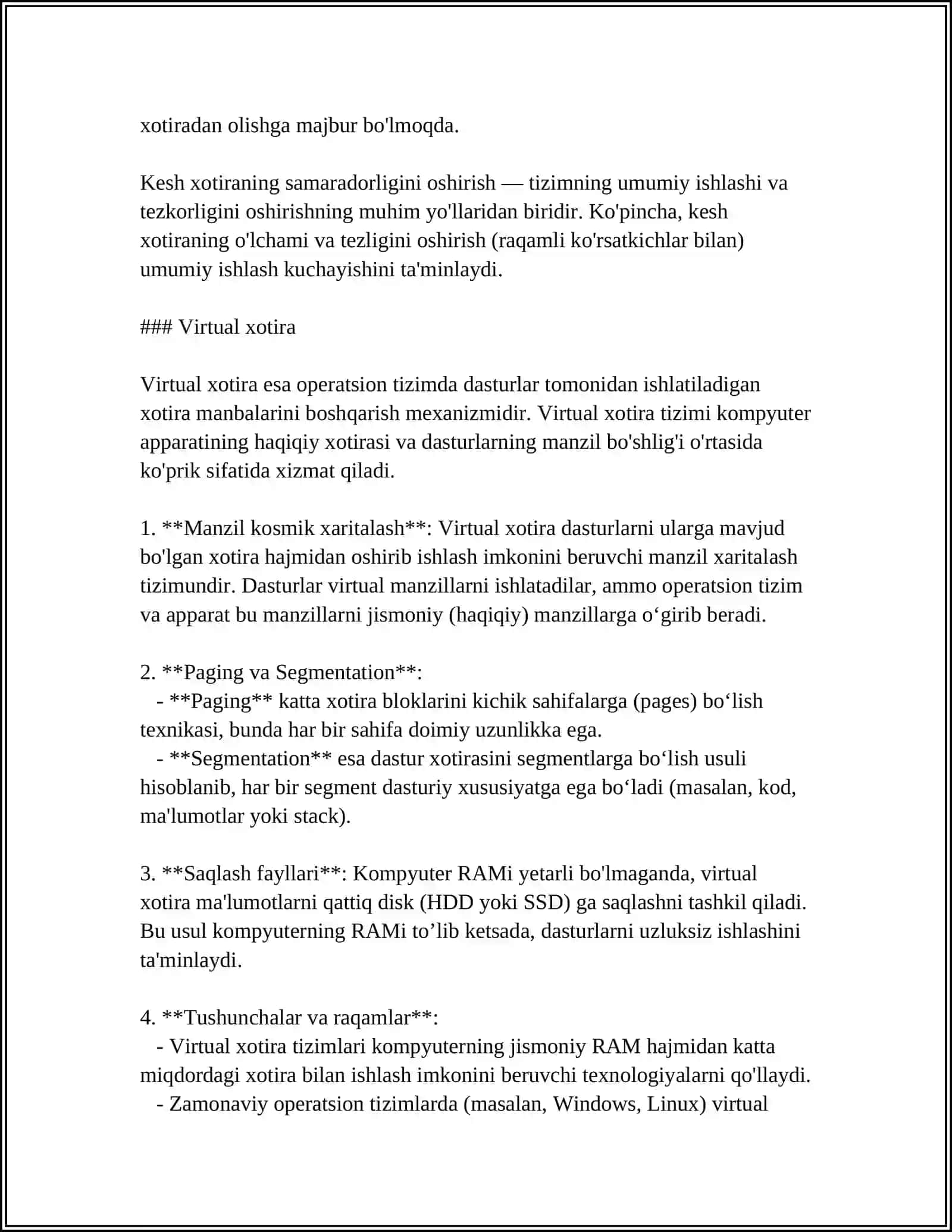 Kesh va virtual xotiranin tushunchalari 4