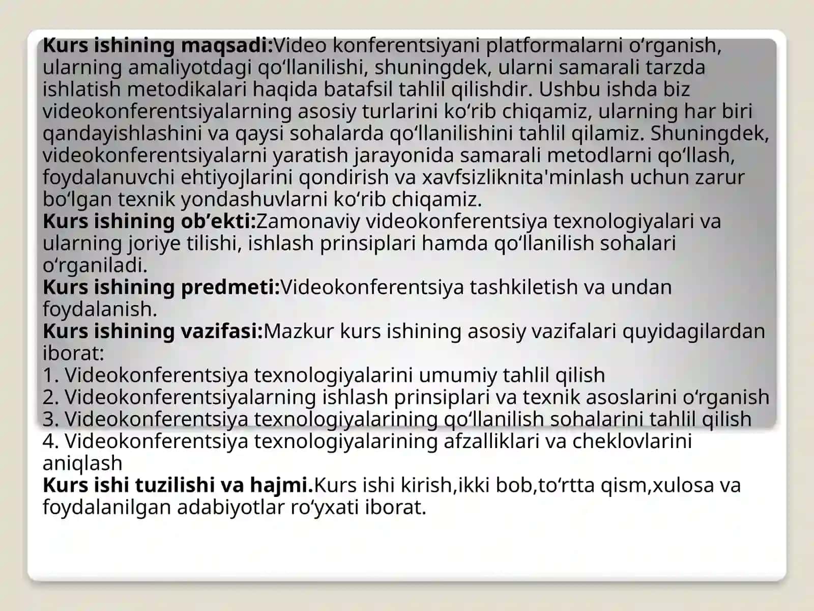 VIDEOKONFERENTSIYANI TASHKIL ETISH VA UNDAN FOYDALANISH 4