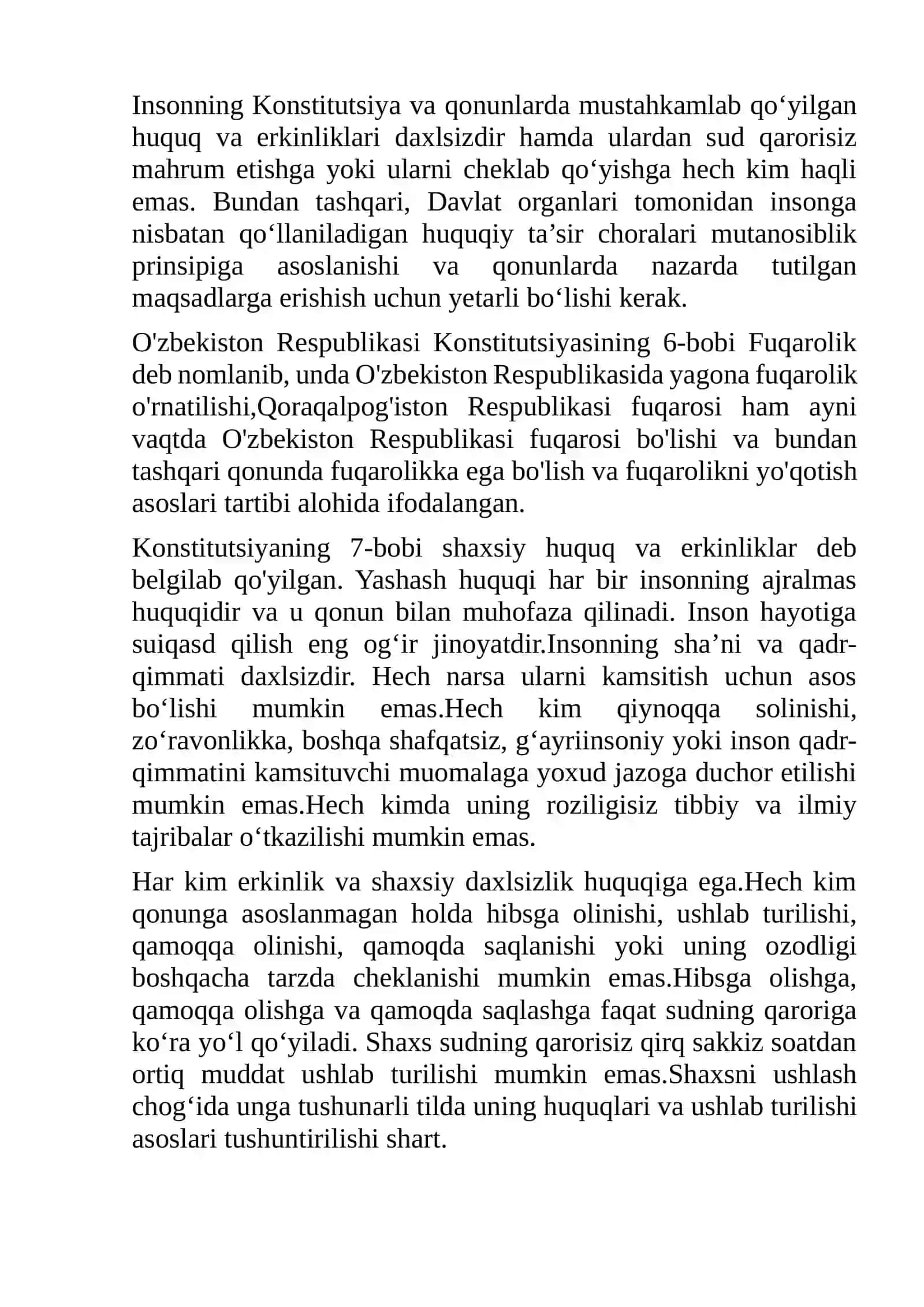 Yangi tahrirdagi O’zbekiston Respublikasi Konstitutsiyasi 4
