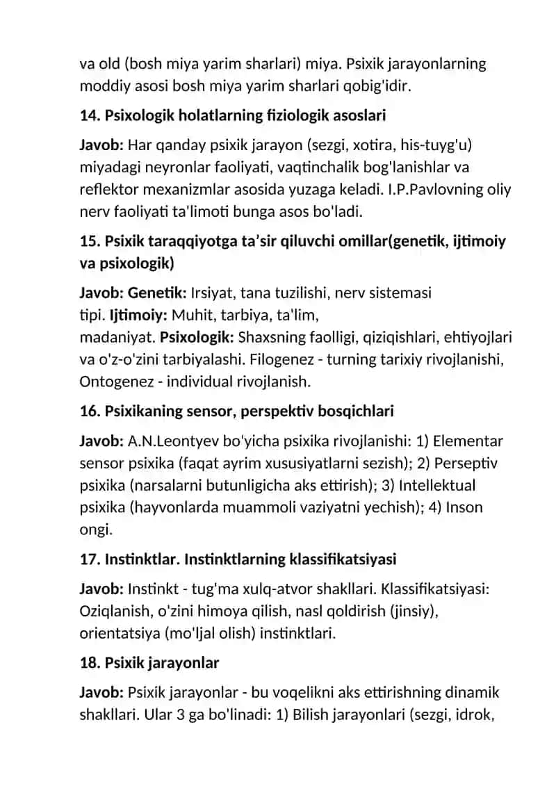 Psixologiya Yakuniy Javoblari 4
