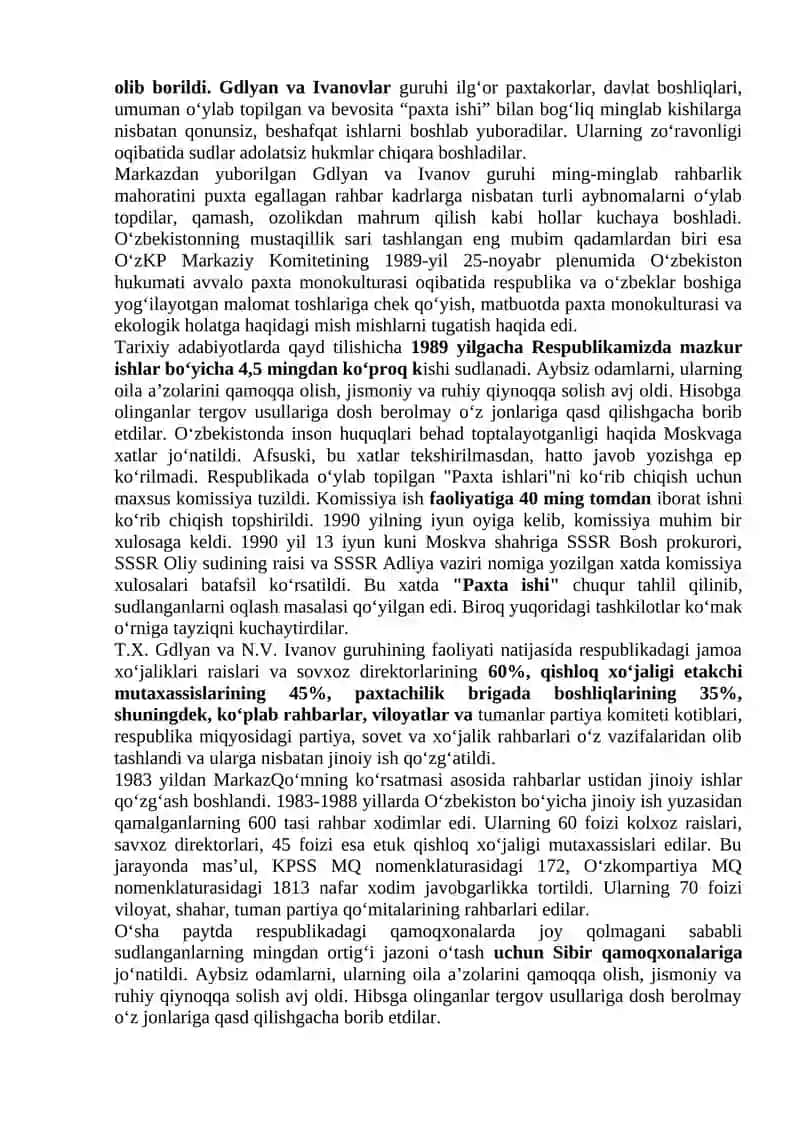 Mustaqillikka erishish arafasida O‘zbekistondagi ijtimoiy-siyosiy jarayonlar 4