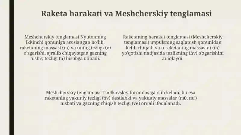 O'zgaruvchan massali jismning harakati 4