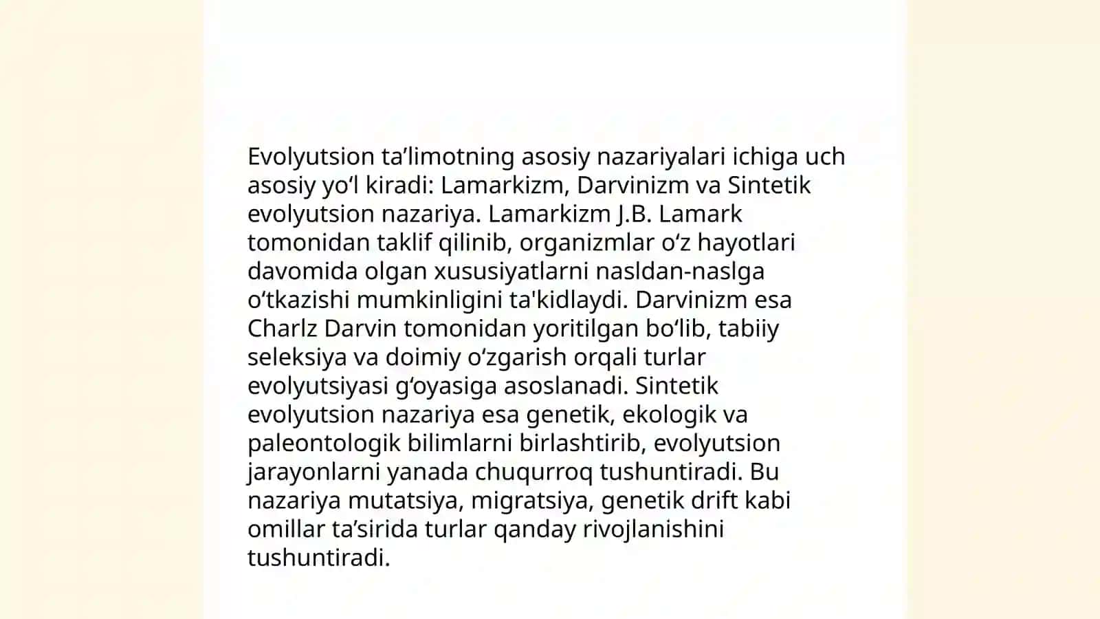 EVOLYUTSION G’OYALARNI RIVOJLANTIRISH TARIXI 4