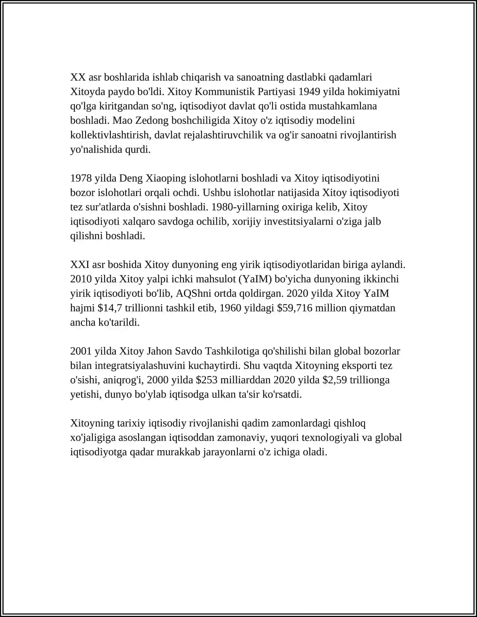 XITOYNING IQTISODIY RIVOJLANISHI 4