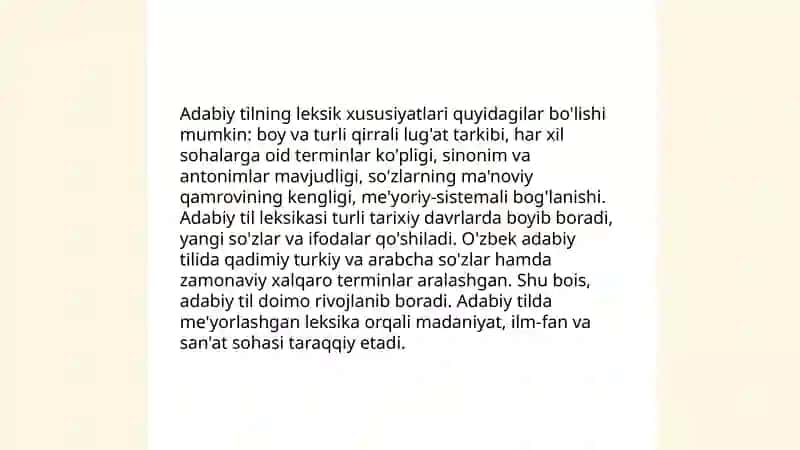 Adabiy tilning o'ziga xos xususiyatlari 4