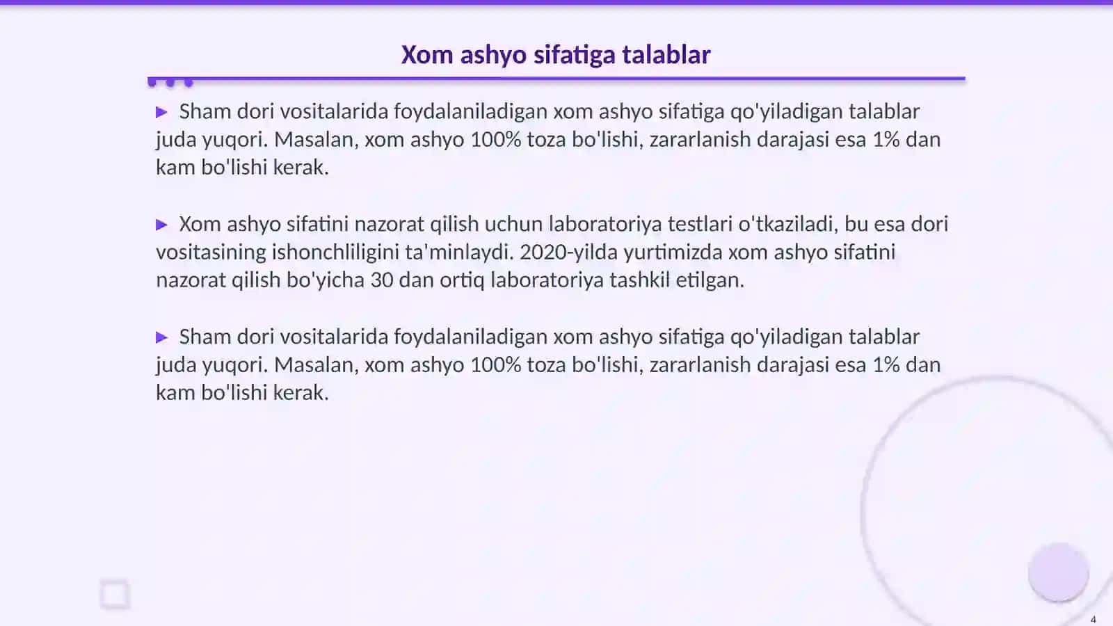 Sham dori vositasi uchun GMP talablari 4