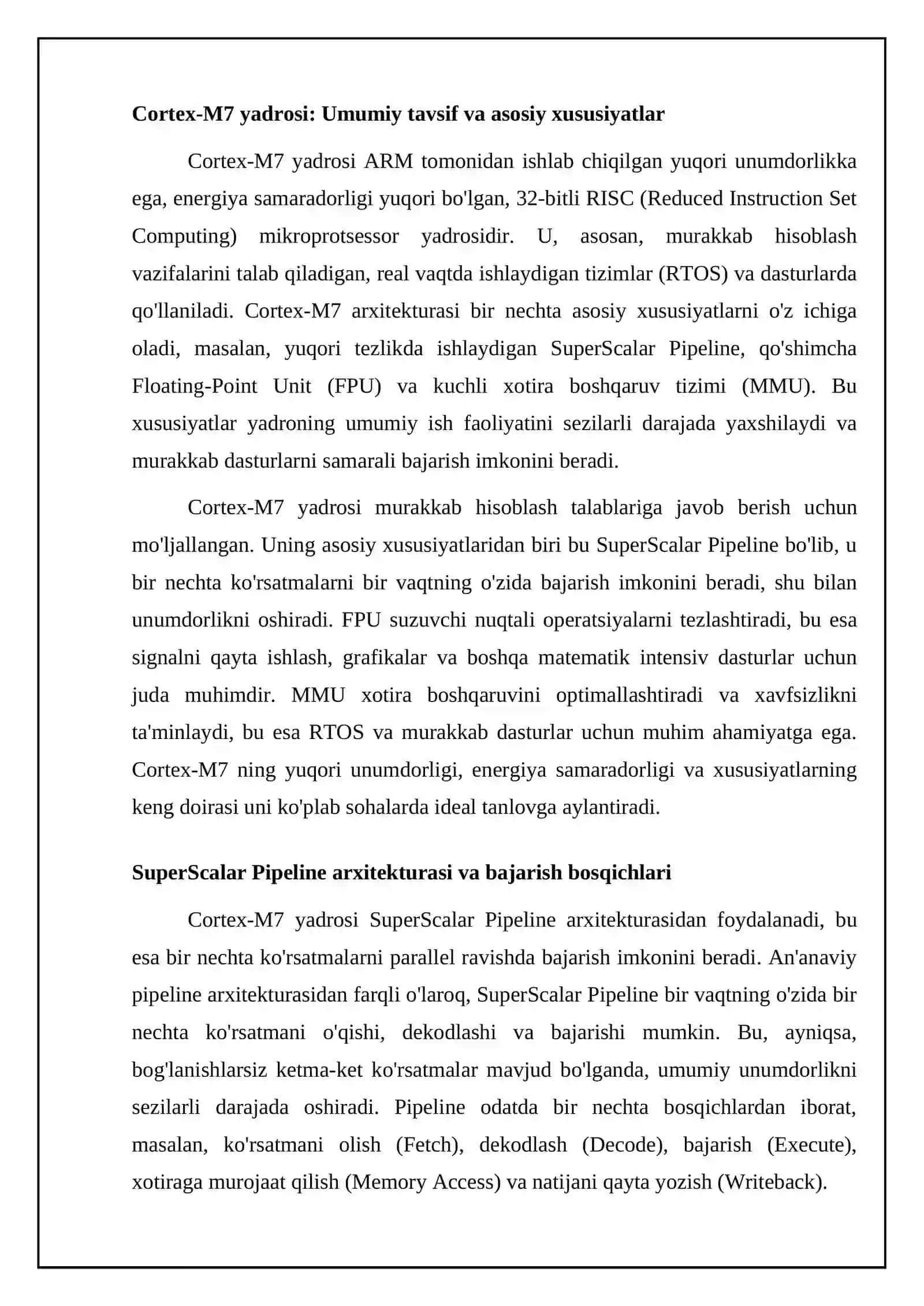 Cortex-M7 Arxitekturasi va Xususiyatlari 4