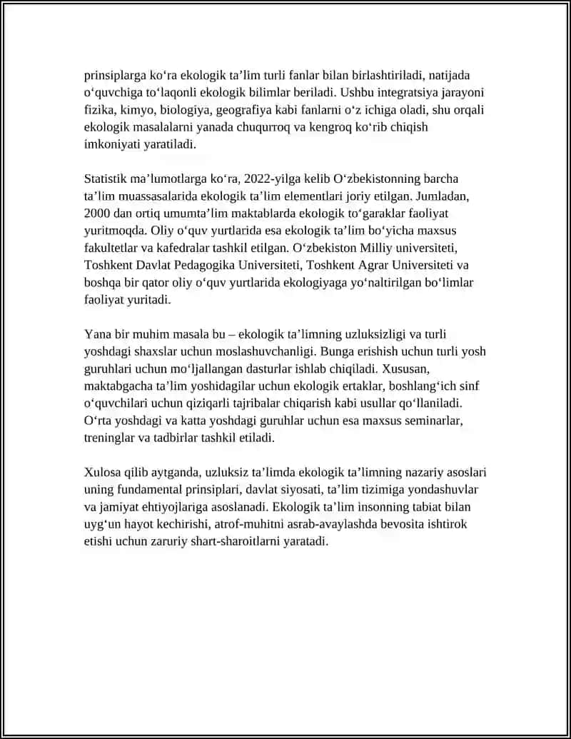 UZLUKSIZ TAʼLIMDA EKOLOGIK TAʼLIM KONSEPSIYASI 4