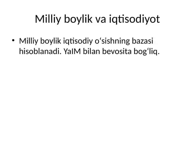 milliy boylik statistikasi taqdimot 4