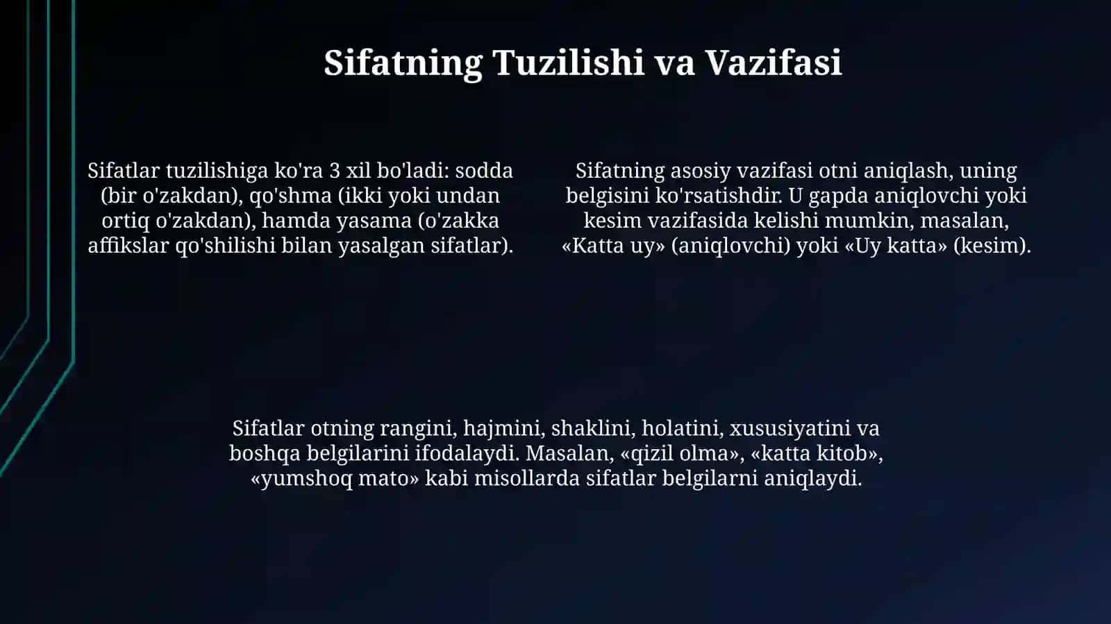 Sifat soʻz turkumi 4