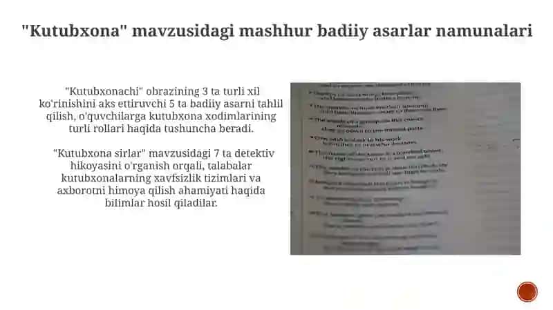 Badiiy asarlar bilan kutubxonachilik mavzusi 4