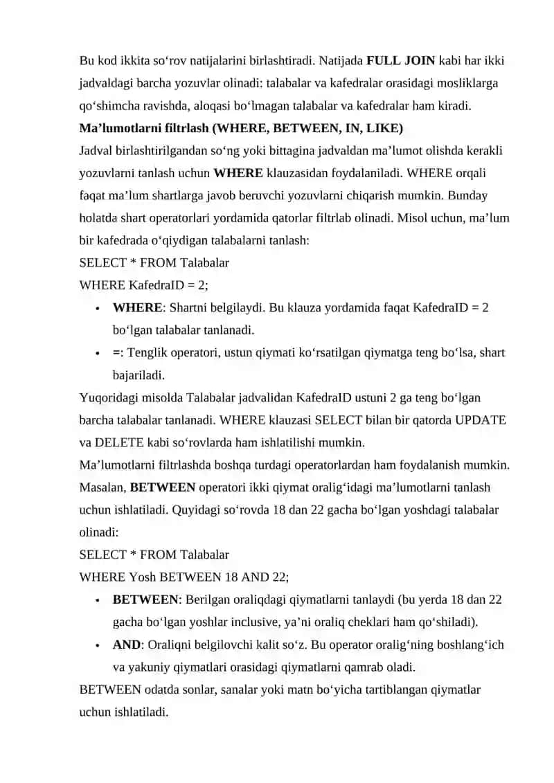 Relyatsion ma’lumotlar bazasi 4