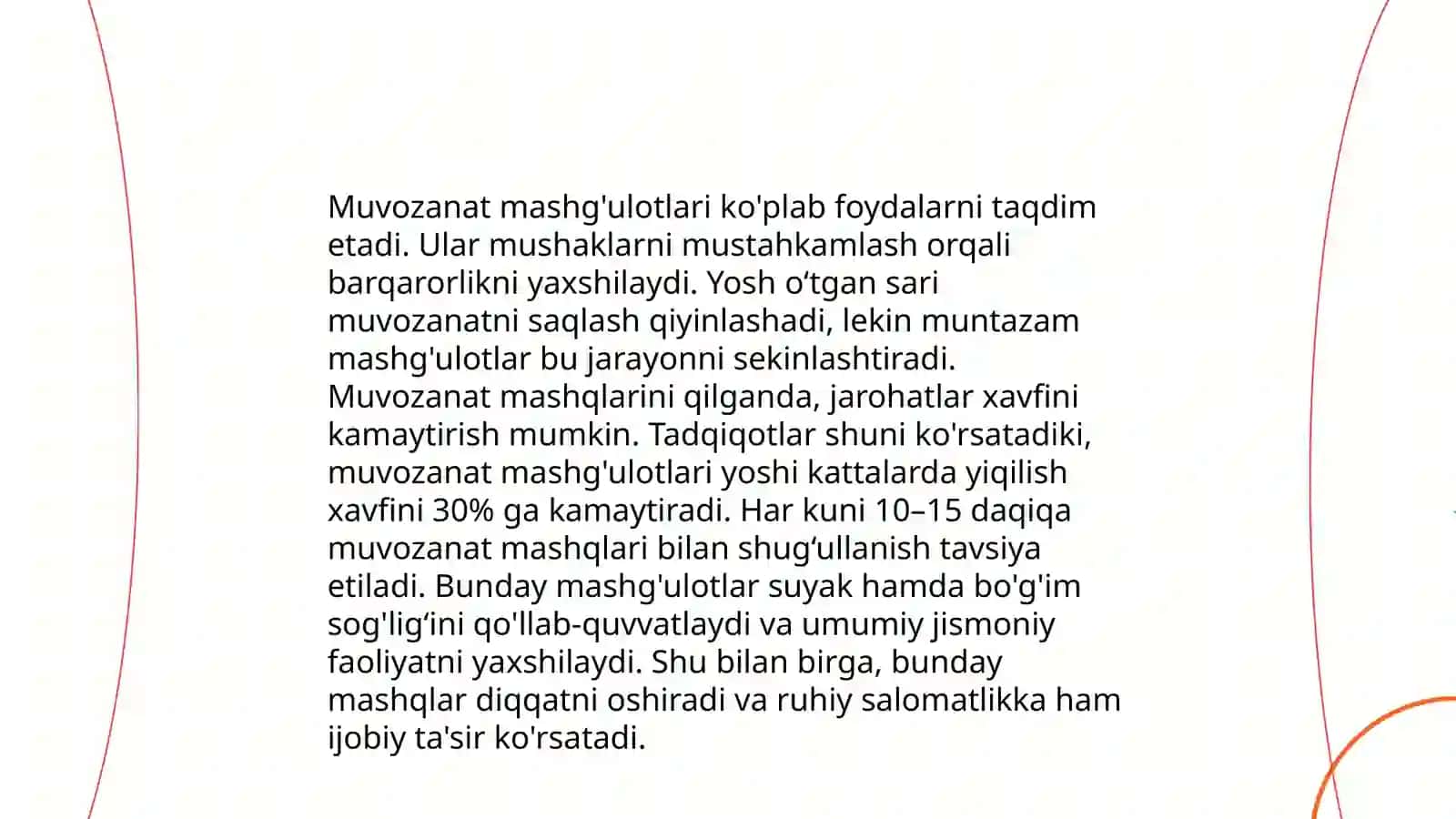 Muvozanat saqlash mashqlarini bajarish 4