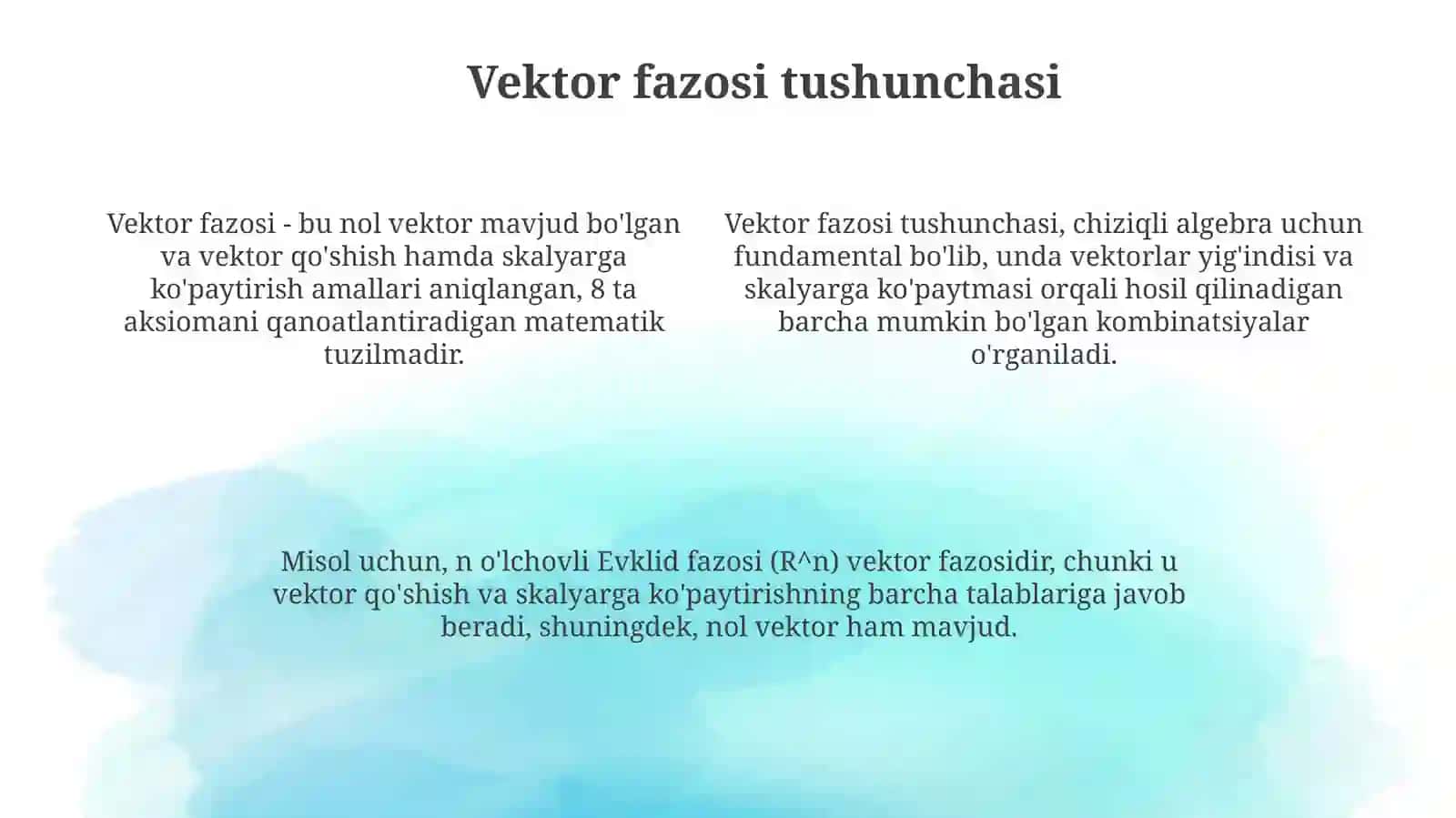 Vektor fazolari va bazasi 4