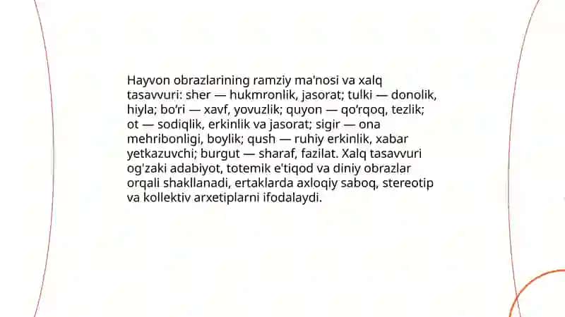 hayvonlar haqidagi ertaklarda badiiy obrazlar 4