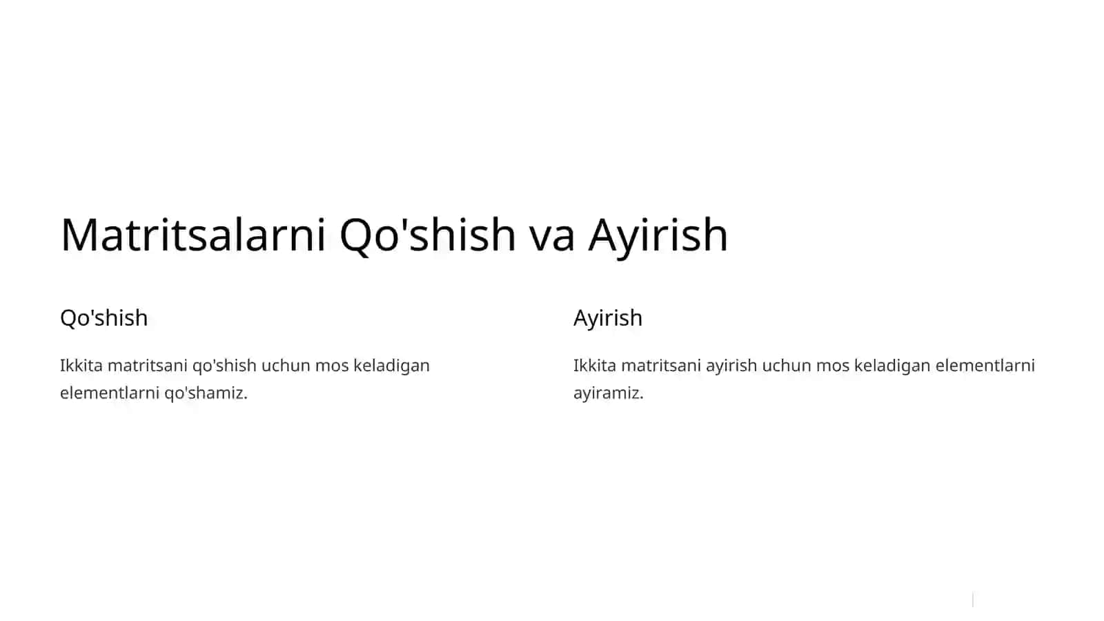 Matritsa va Determinantlar: Tushuncha va Xossalar 4