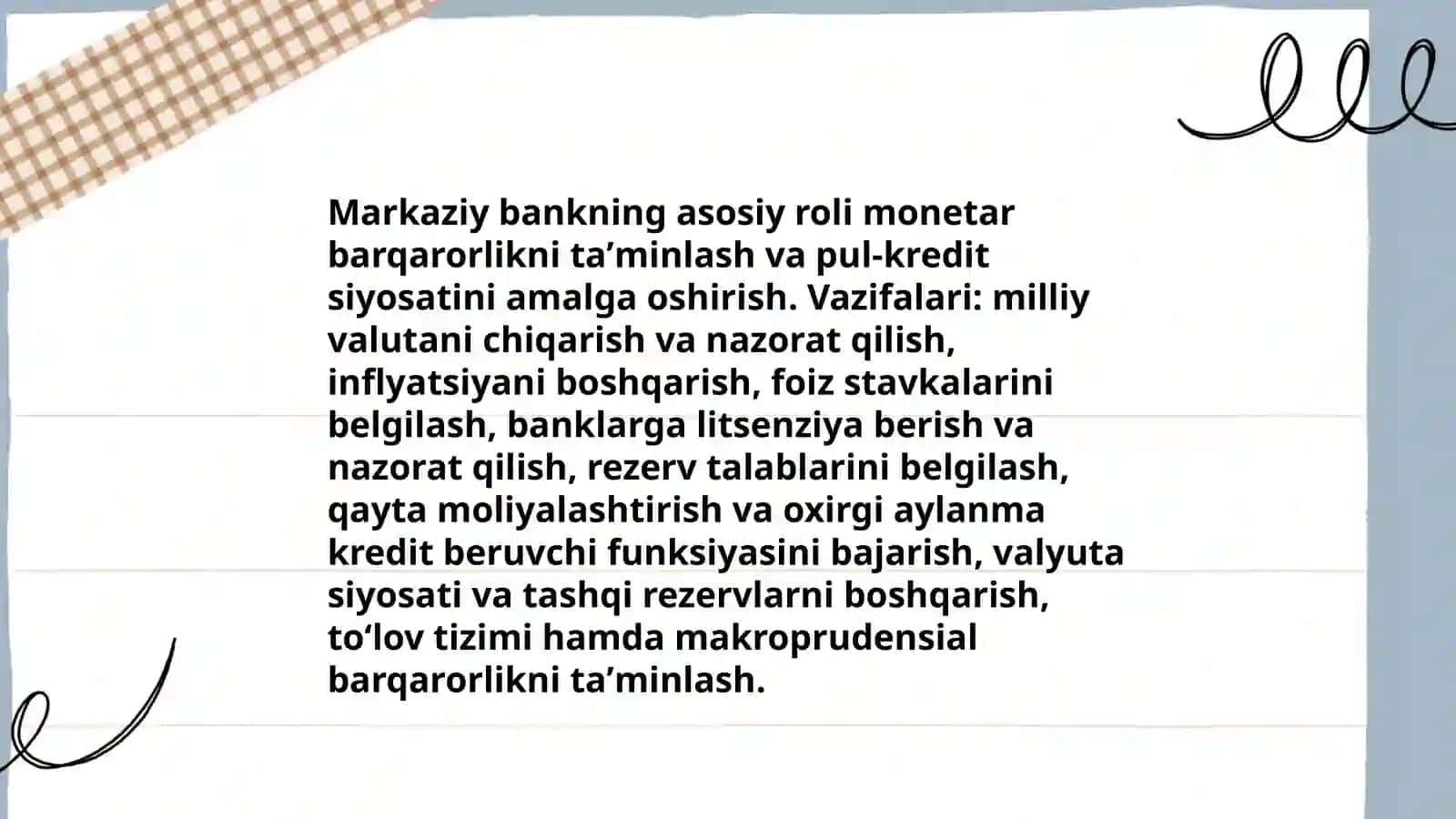 O‘zbekiston Respublikasi bank tizimi. Bank kreditlaridan foydalanish asoslar 4