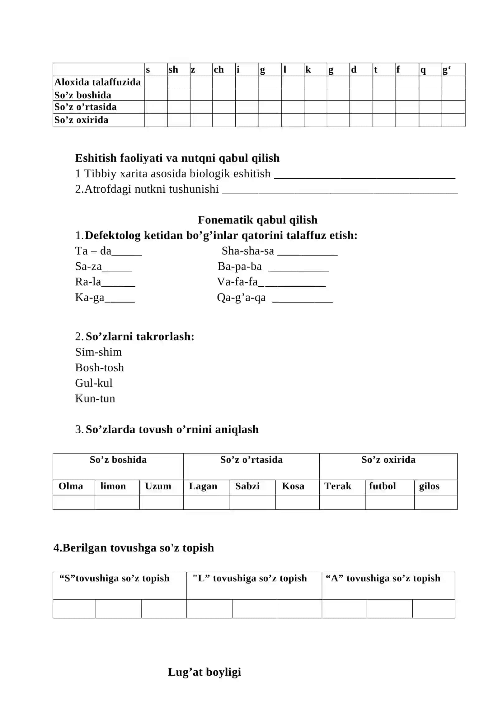 Bolaning rivojlanishini tekshirish xaritasi 4