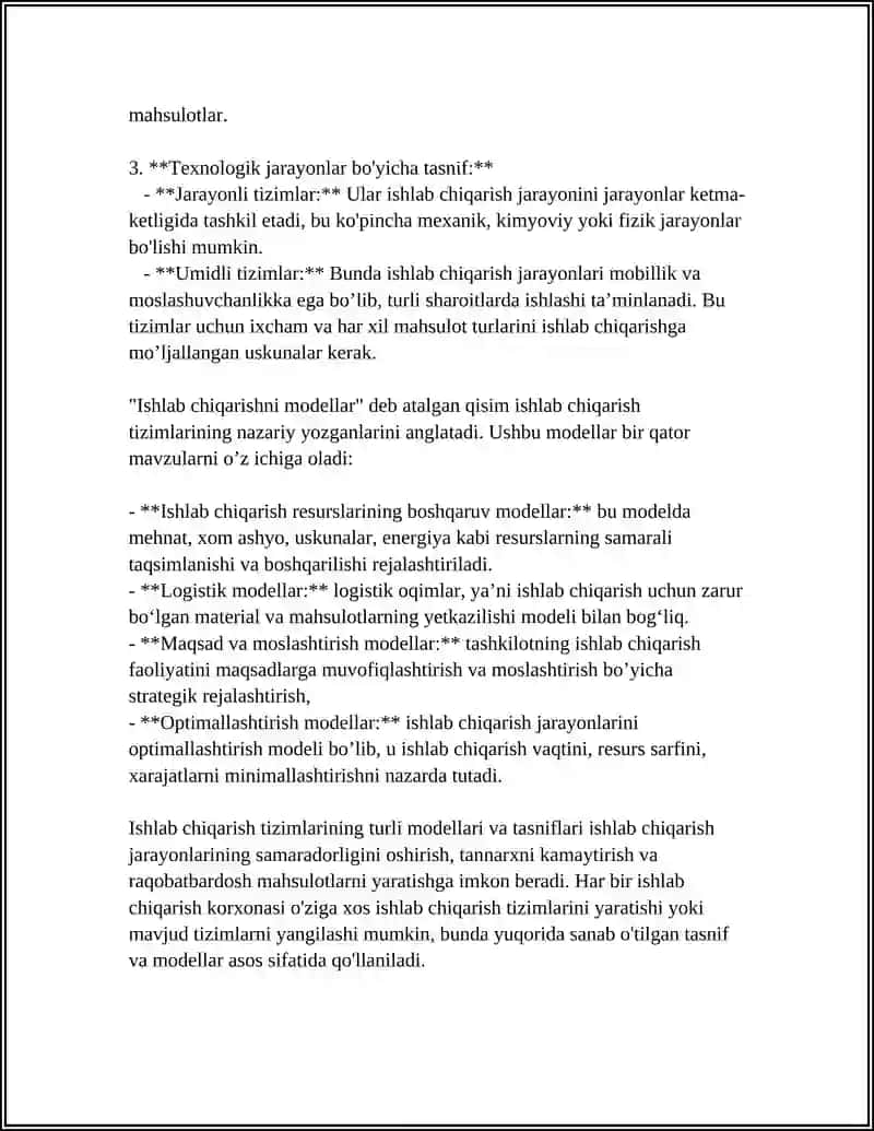 Ishlab chiqarishning tizimlari 4