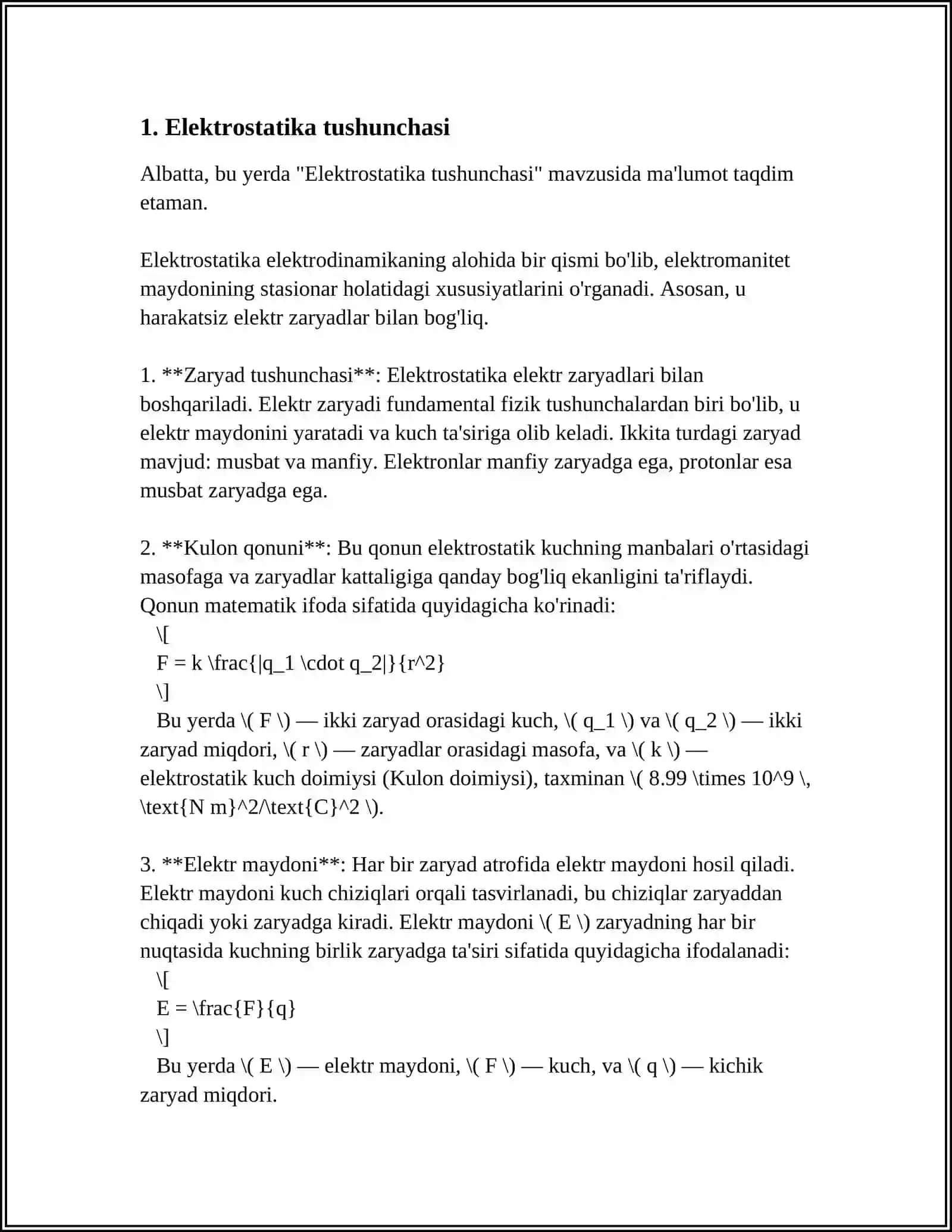 Elektrostatika Tushunchasi 4