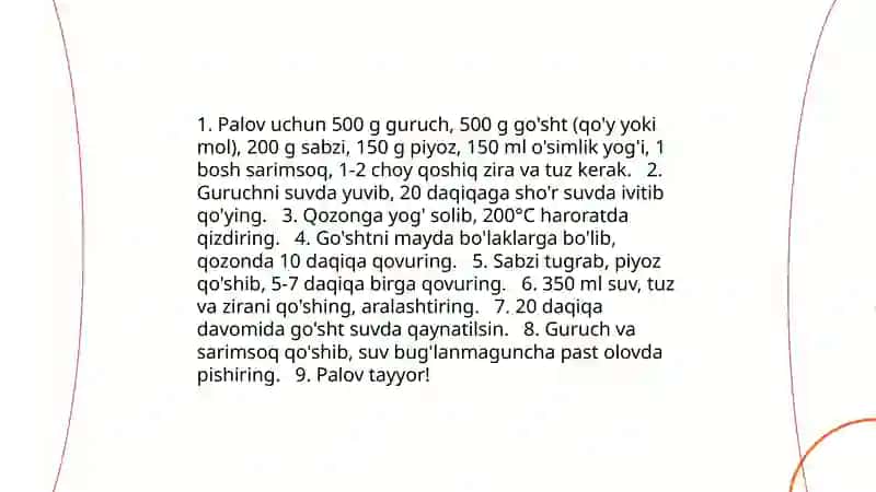 Osh tayyorlash retsepti 4