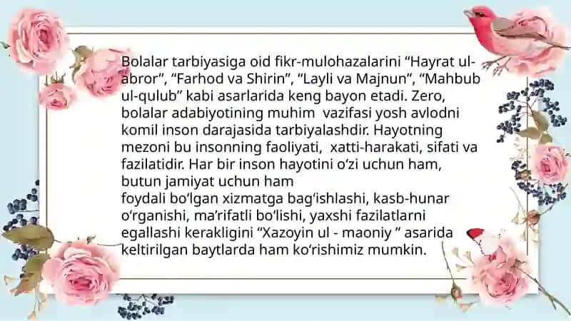 Alisher Navoiyning bolalarga bag'ishlangan asarlari 4