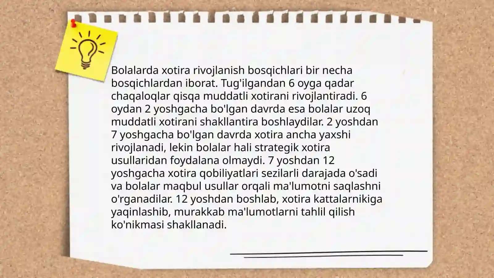 Xotira jarayonlari rivojlanishi 4