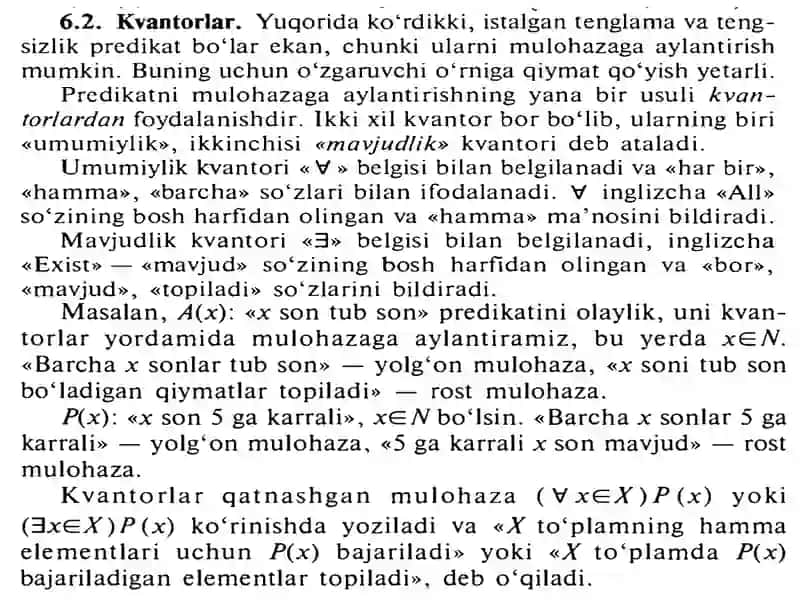 Ma’ruza: Predikatlar va ular ustida amallar 4
