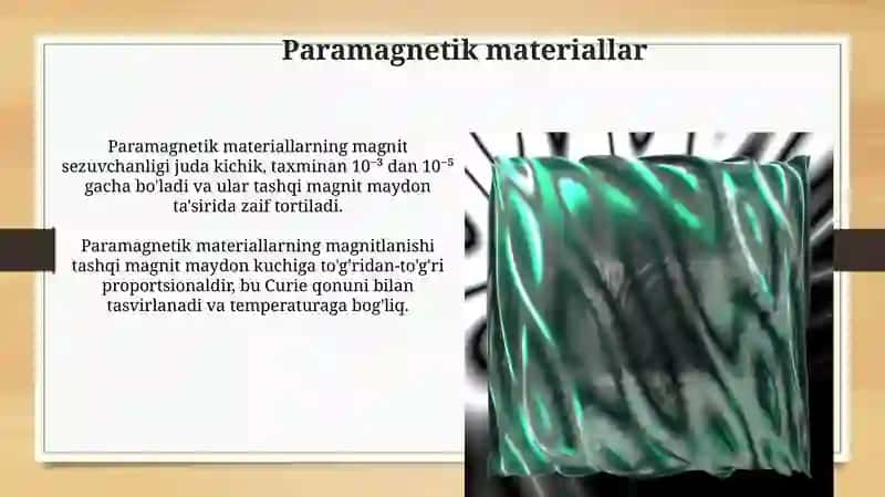 Magnetiklarning turlari. Diamagnetiklar. Paramagnetiklar 4