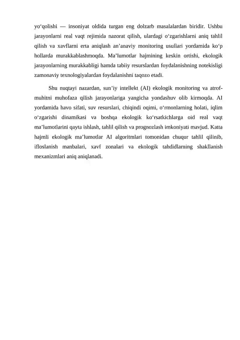Sun'iy intellektning ekologiya himoyasidagi o'rni 4