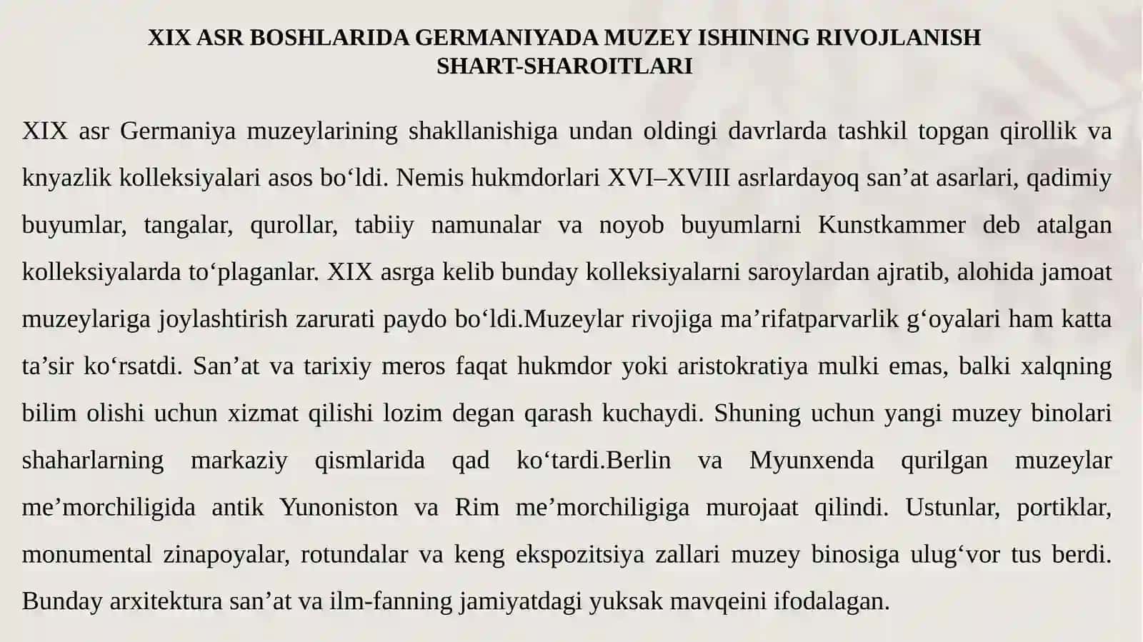 XIX ASRDA GERMANIYA MUZEYLARI TARAQQIYOTI 4