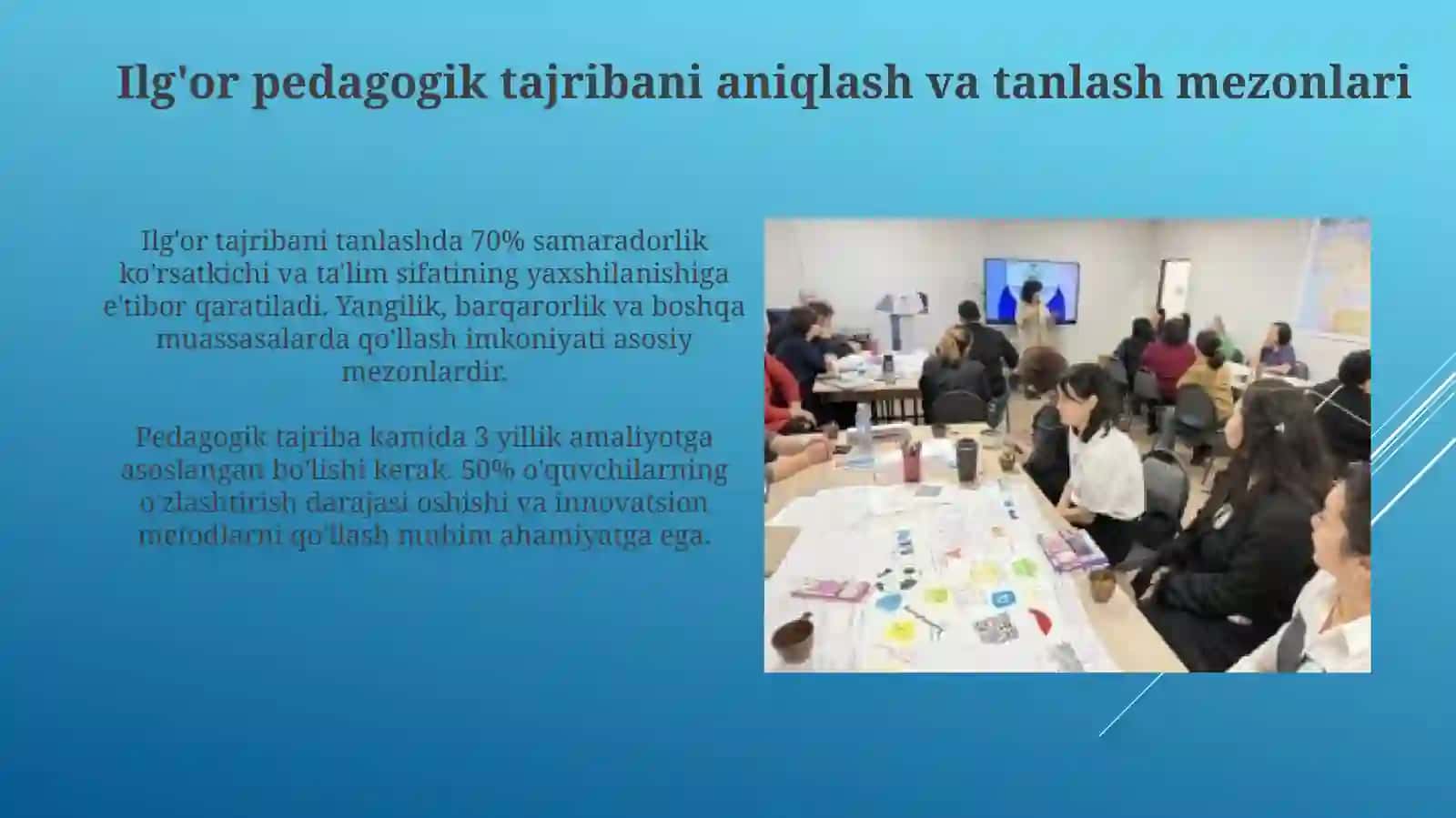 Ilg'or pedagogik tajribani o'rgatish metodikasi 4