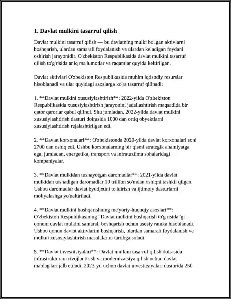 Davlat Mulkini Tasarruf qilish 4