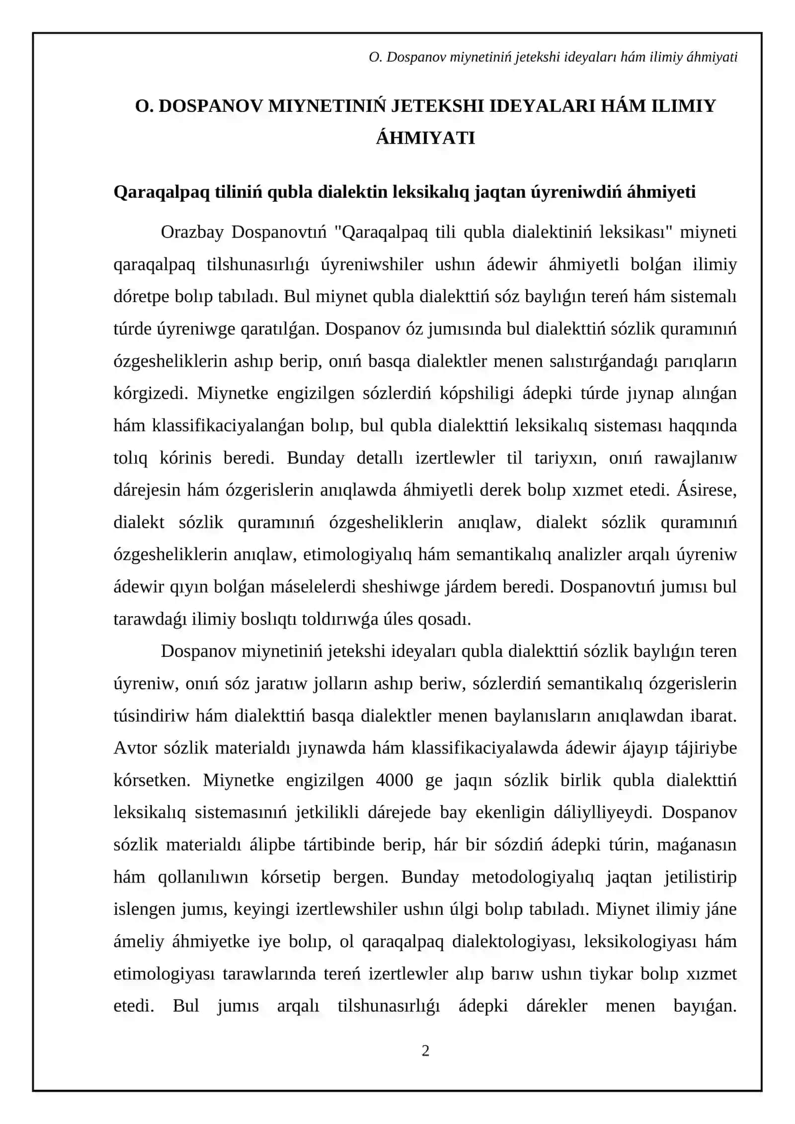 Qaraqalpaq tili qubla dialektiniń leksikası 4