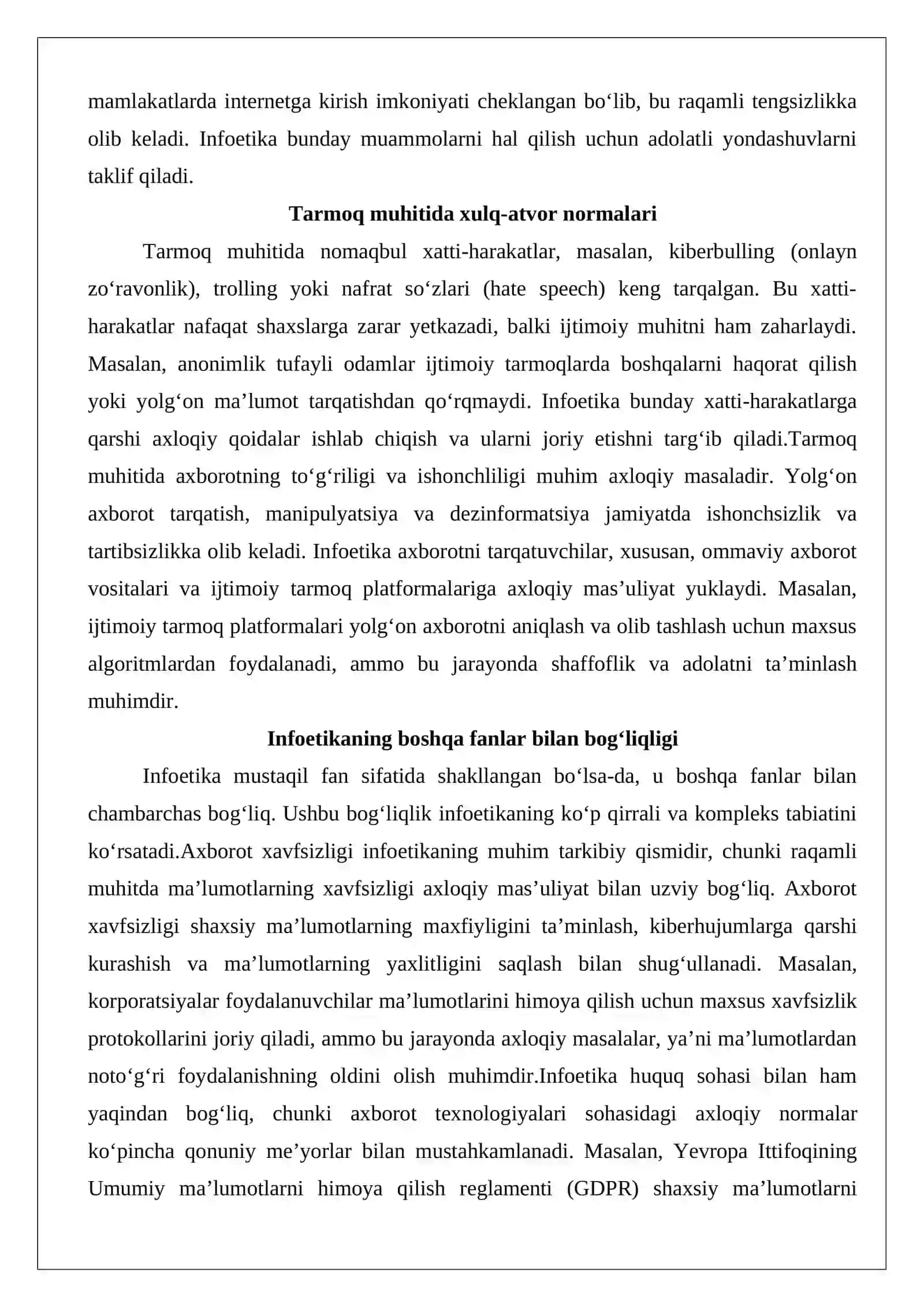 Tarmoq odob axloqi (Infoetika) 4