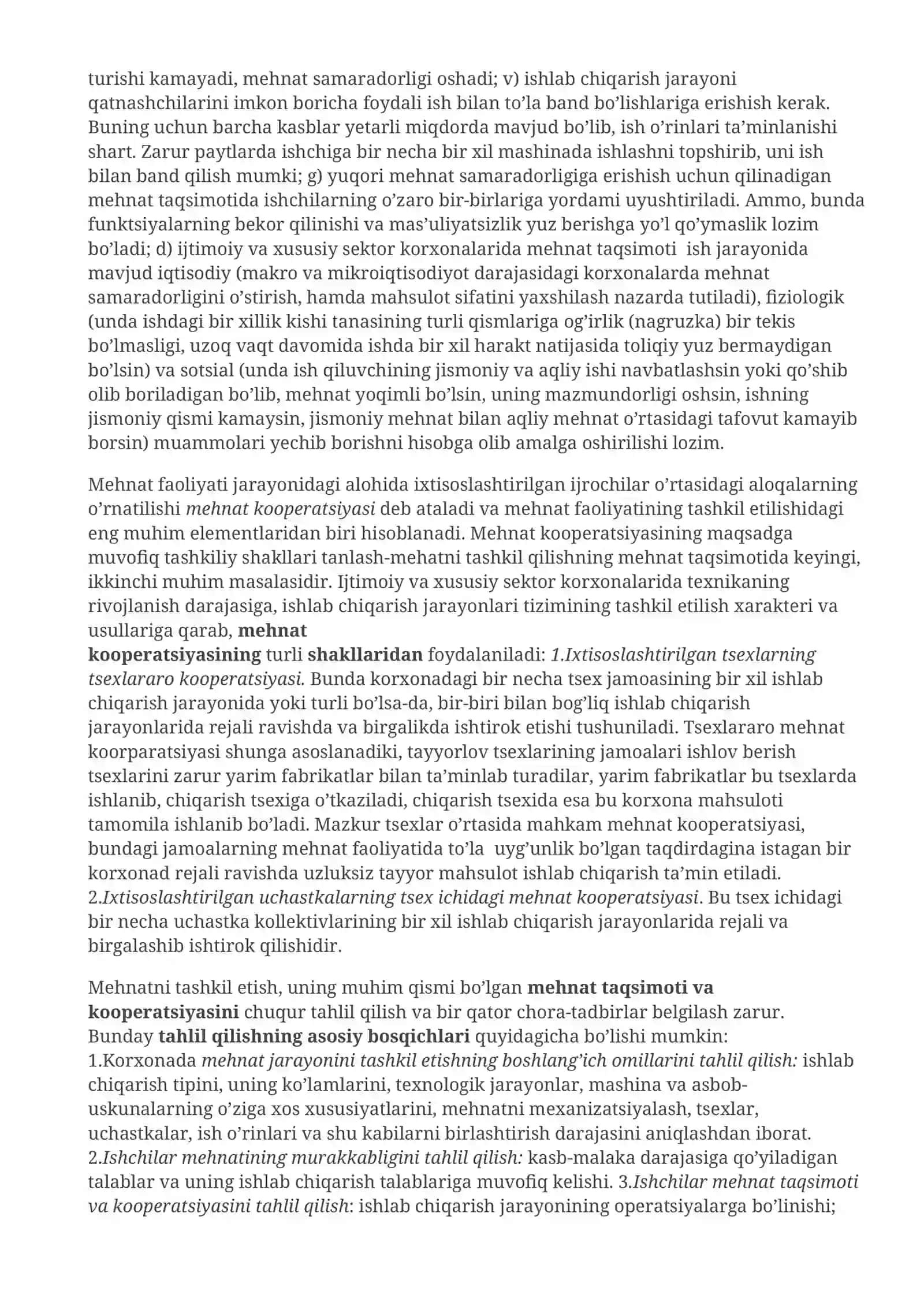 MEHNAT FAOLIYATINI TASHKIL ETISH MASALALARI 4