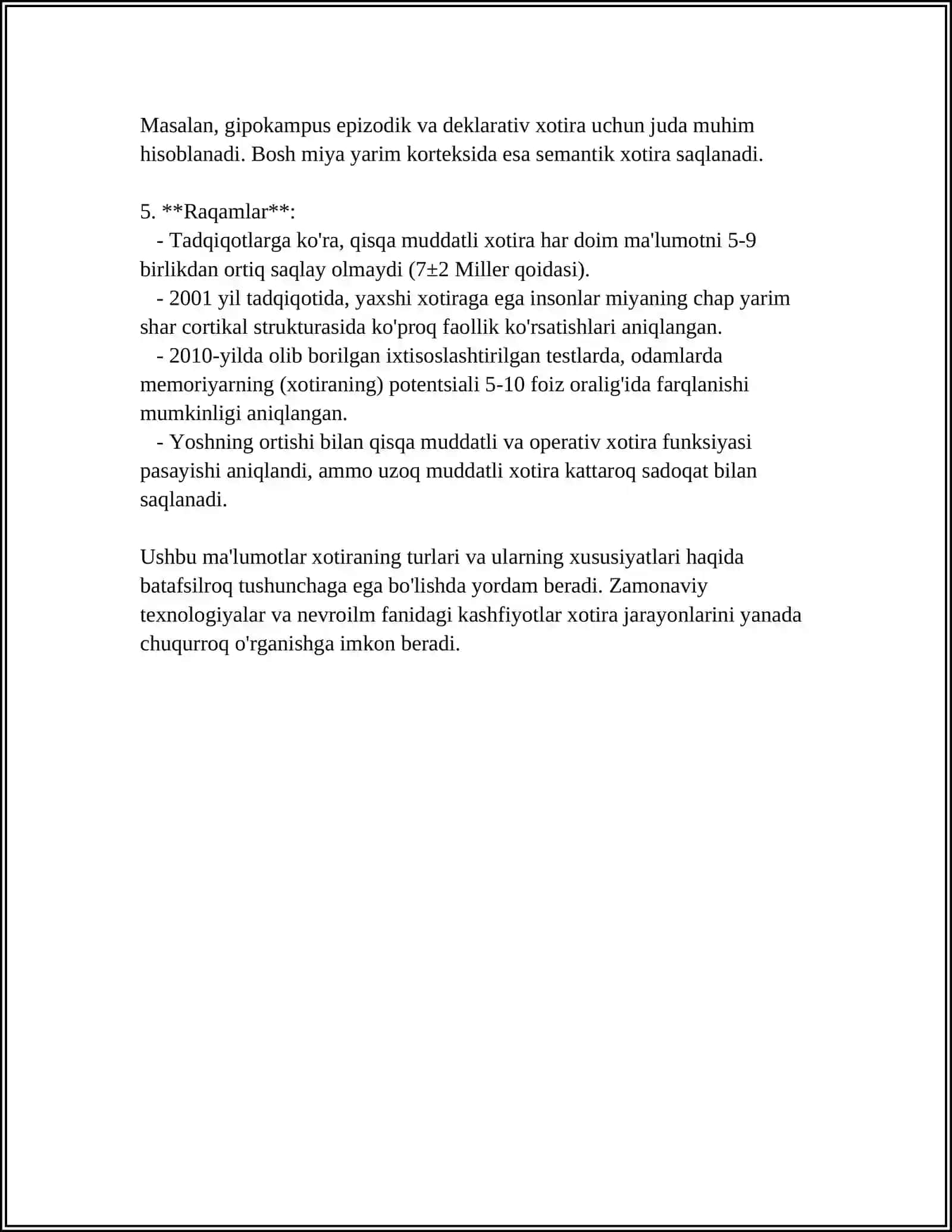 XOTIRA TURLARI VA ULARNING XUSUSIYATLARI 4