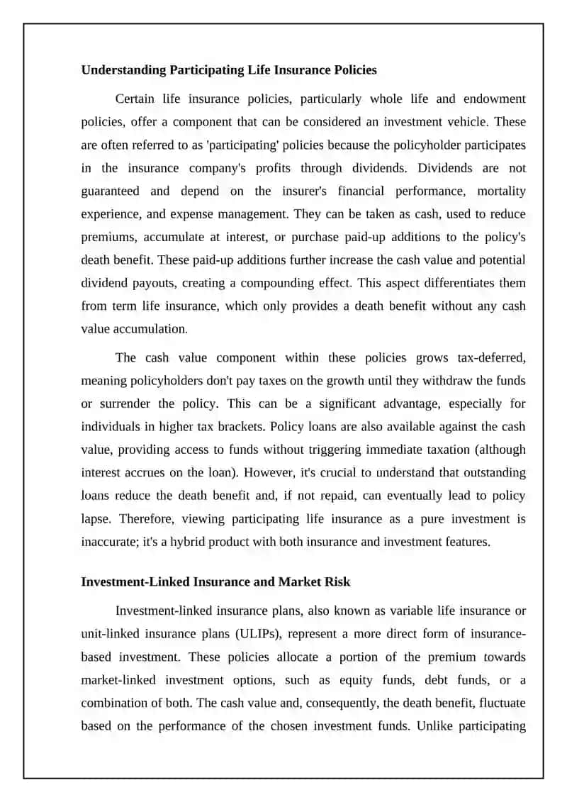 Insurance as Investment: An Overview 4