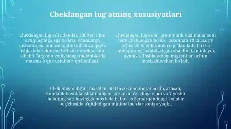 Umumiy va Cheklangan Lug'at 4