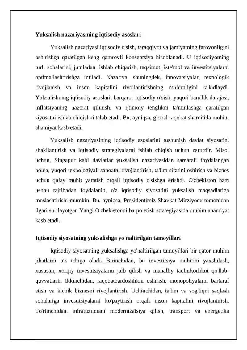 Yuksalish nazariyasi va iqtisodiy siyosat asoslari 4