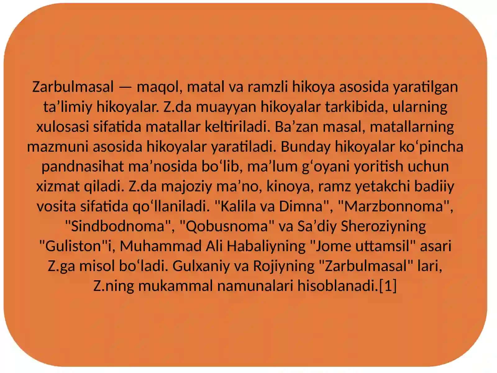 Gulxaniyning "Zarbulmasal" 4