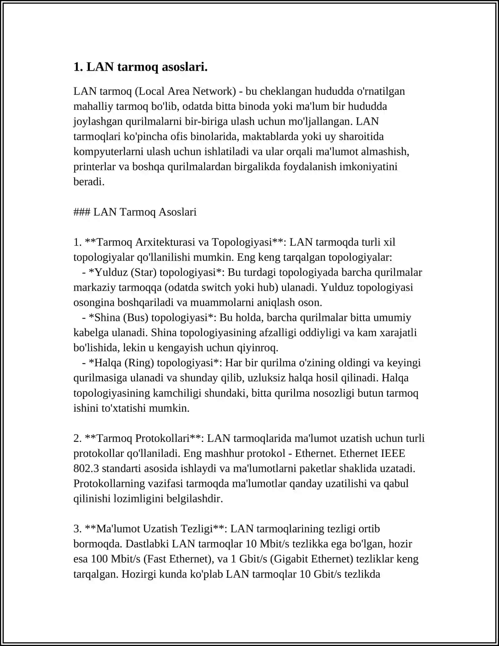SISKO PAKET TRASER DASTURIDA LAN VA VLAN TARMOQ HOSIL GILISHNI YORITIB BERING 4