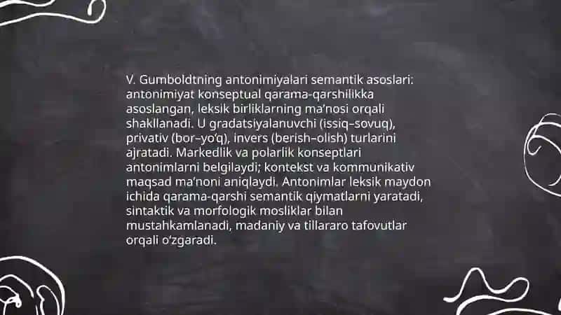 Gumboltdning antonimiyalari 4