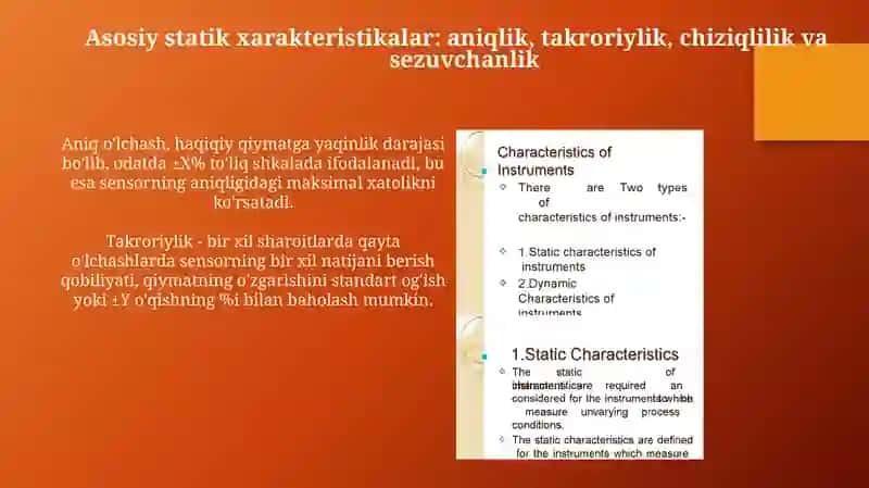 Datchiklarni statik tavsiflari 4