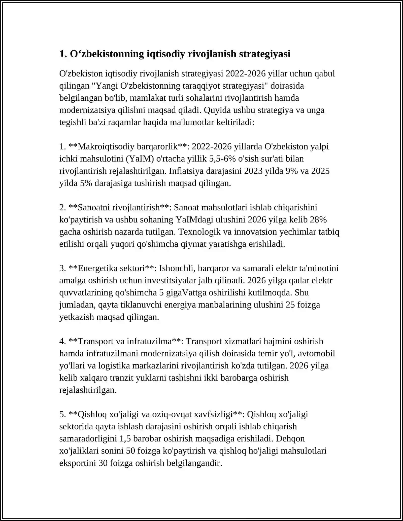 OʻZBEKISTON TANLAGAN RIVOJLANISH YOʻLI VA UNING AHAMIYATI 4