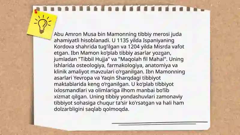 Abu Amron Musa bin Mamun va tibbiy etikaning rivojlanishi 4